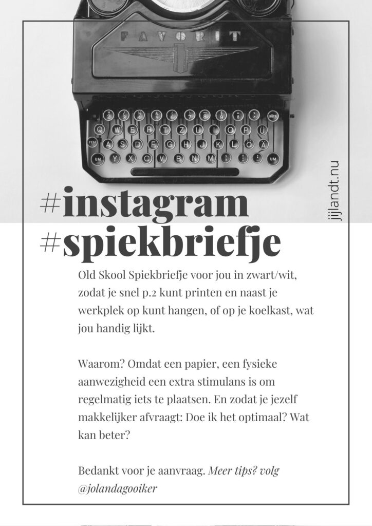 Voorblad Spiekbriefje Instagram