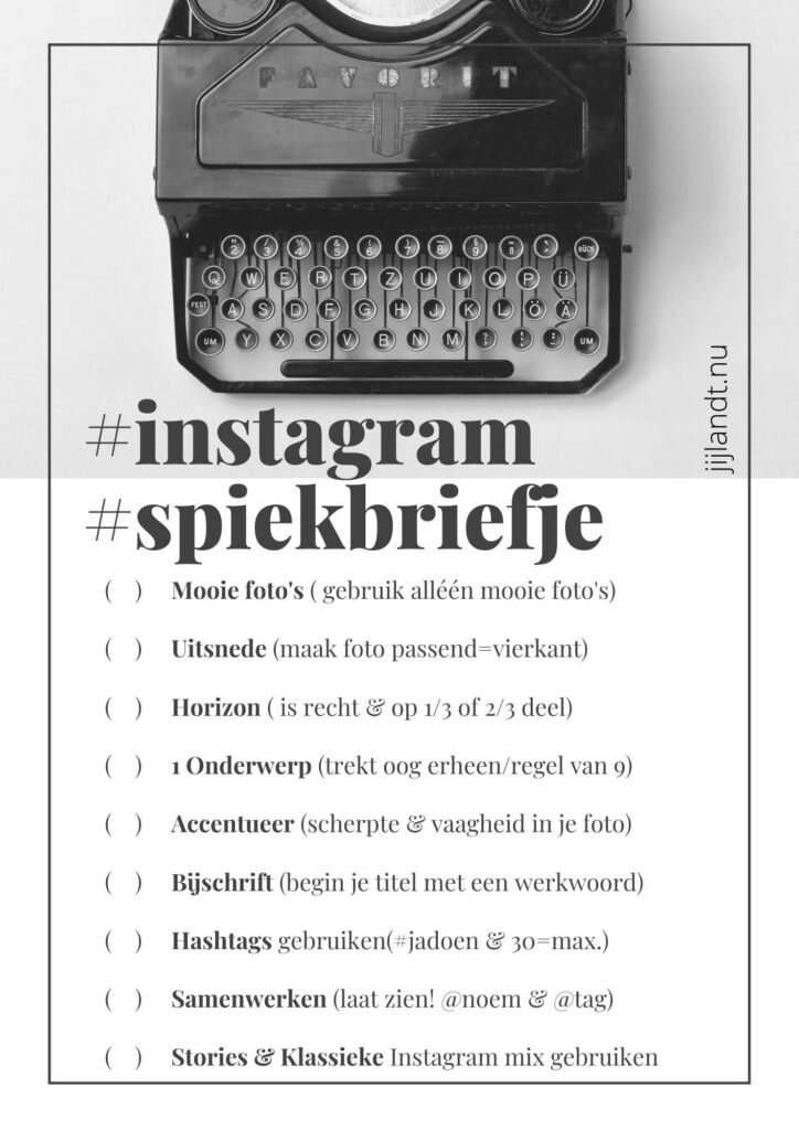 Spiekbriefje Instagram